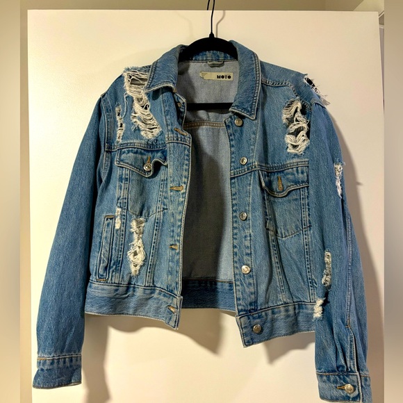 Topshop Ripped Jean Jacket - Picture 3 of 5